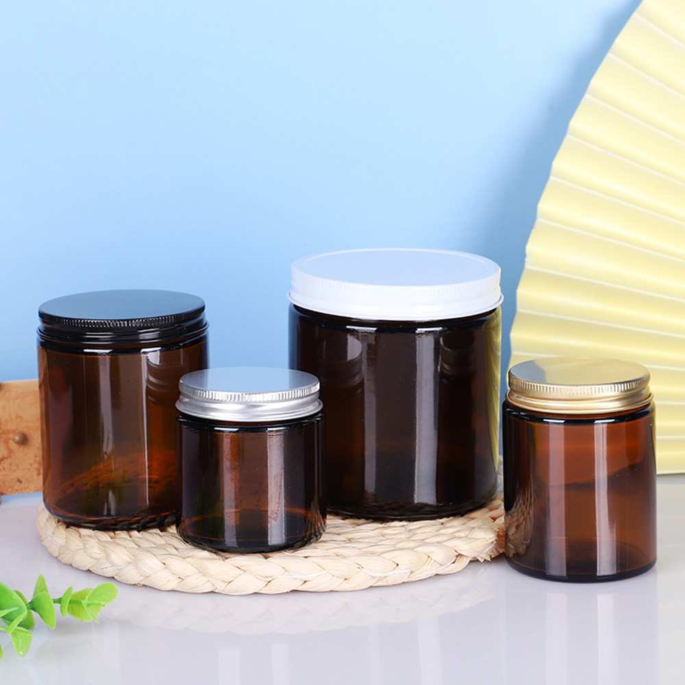 Amber Jar Candle - 250ml brown&amber round shape glass candle