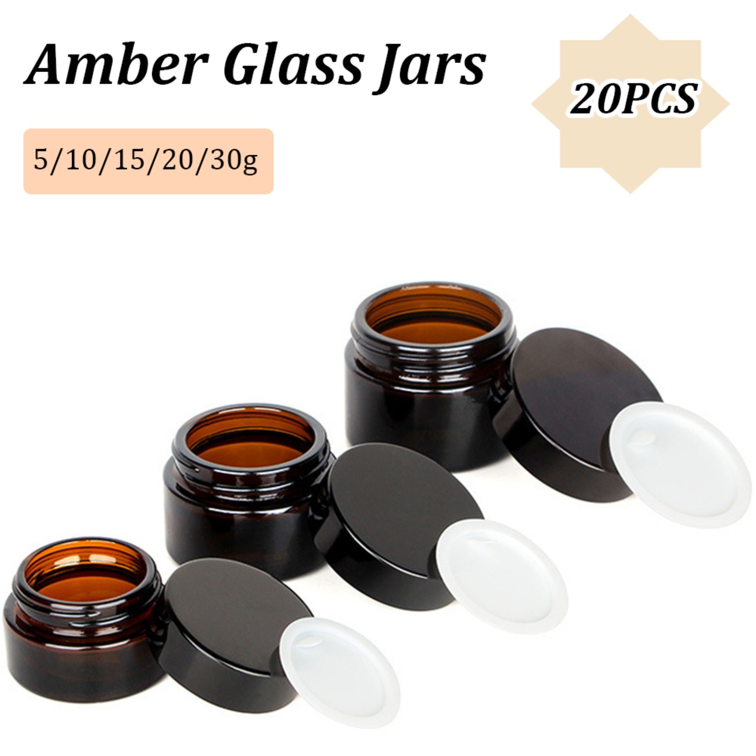Amber Jar Candle - 20 Chiếc 5G-50G Hổ Phách Tròn