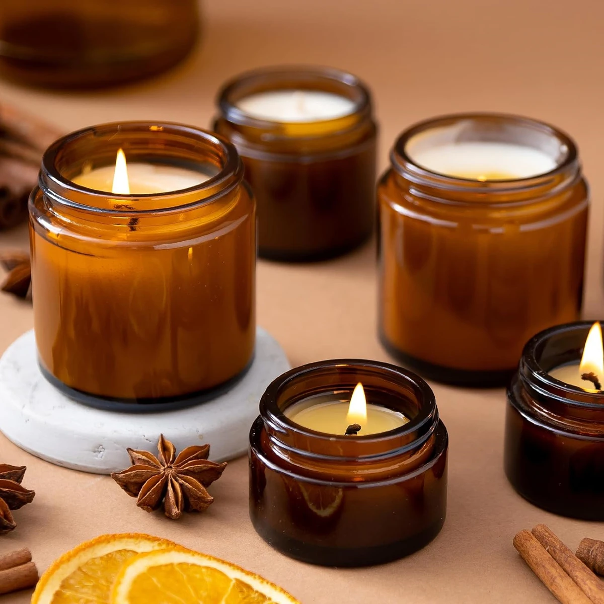 Glass Candle Jars, 4oz Amber R - đánh giá và giá Amber Jar Candle