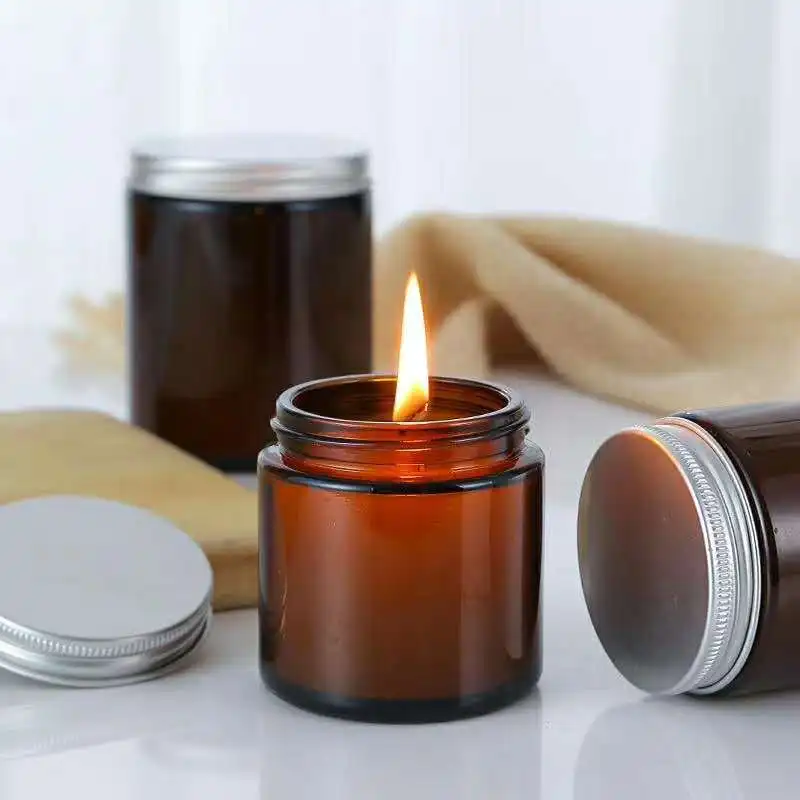 6pc 100/250ml Amber Glass Cand - đánh giá và giá Amber Jar Candle