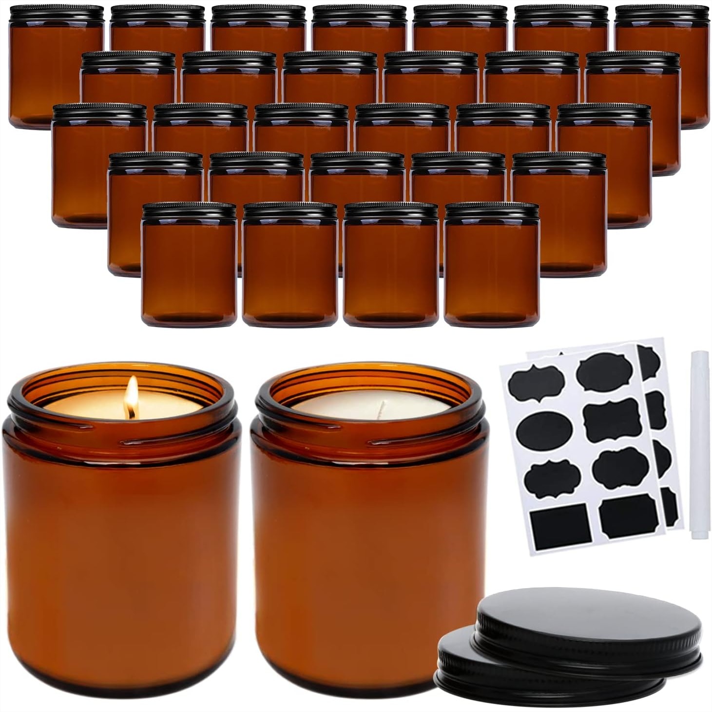 30 Pack 8oz Amber Glass Jars w - đánh giá và giá Amber Jar Candle