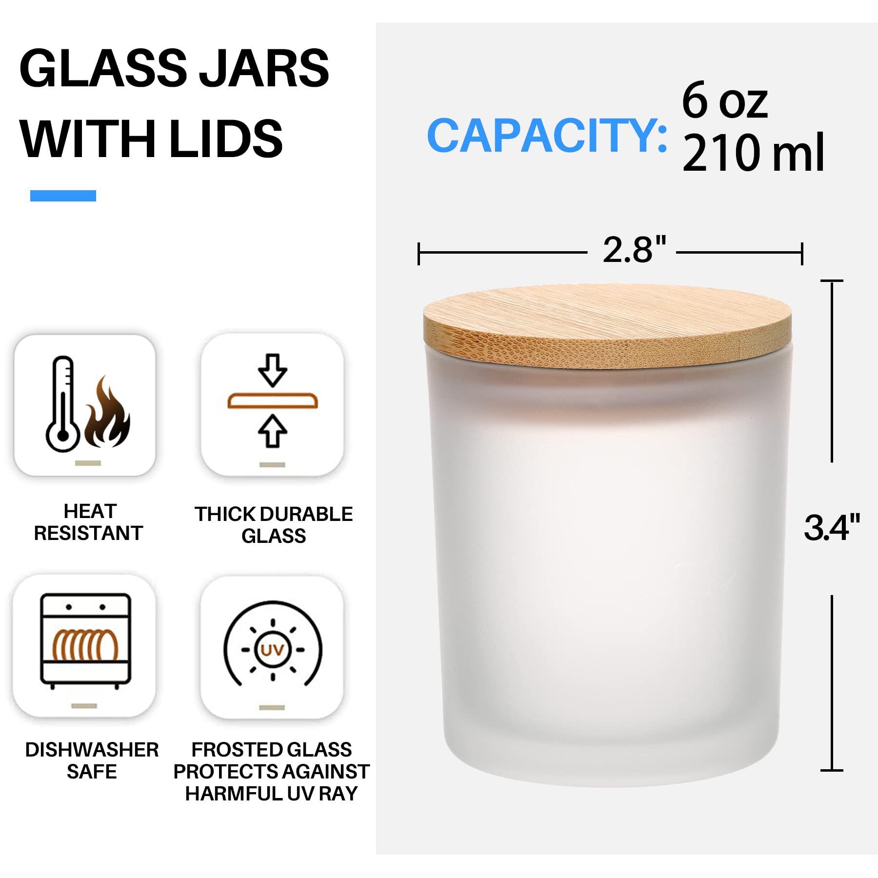 6-Pack 6OZ Frosted Amber Glass - đánh giá và giá Amber Jar Candle